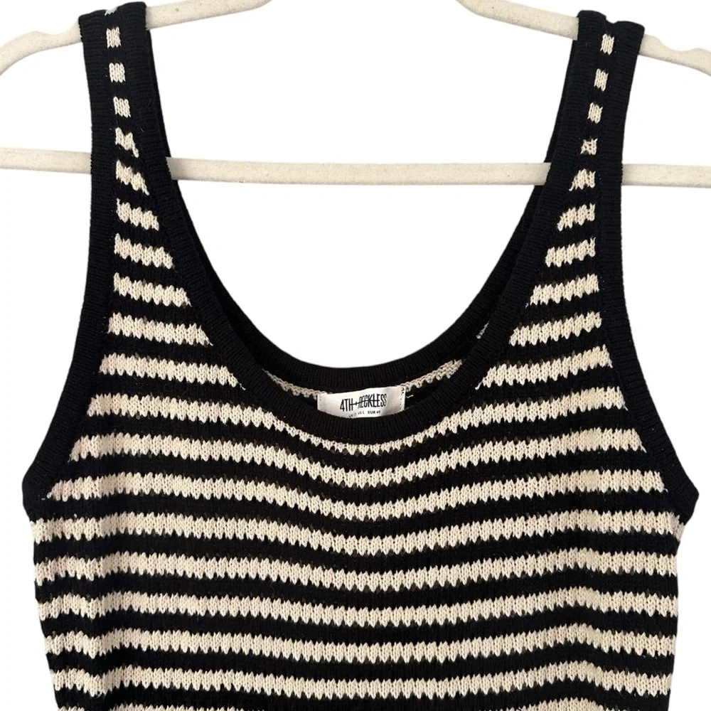 4th & Reckless Crochet Knit Black Stripe Maxi Dress Size Large - Picture 4 of 7